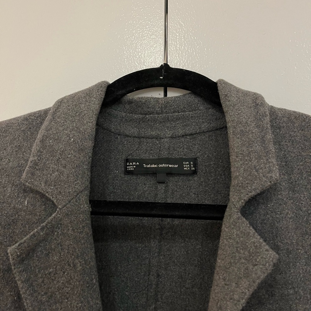Zara Wool Blend Dark Grey Coat - Picture 4 of 5